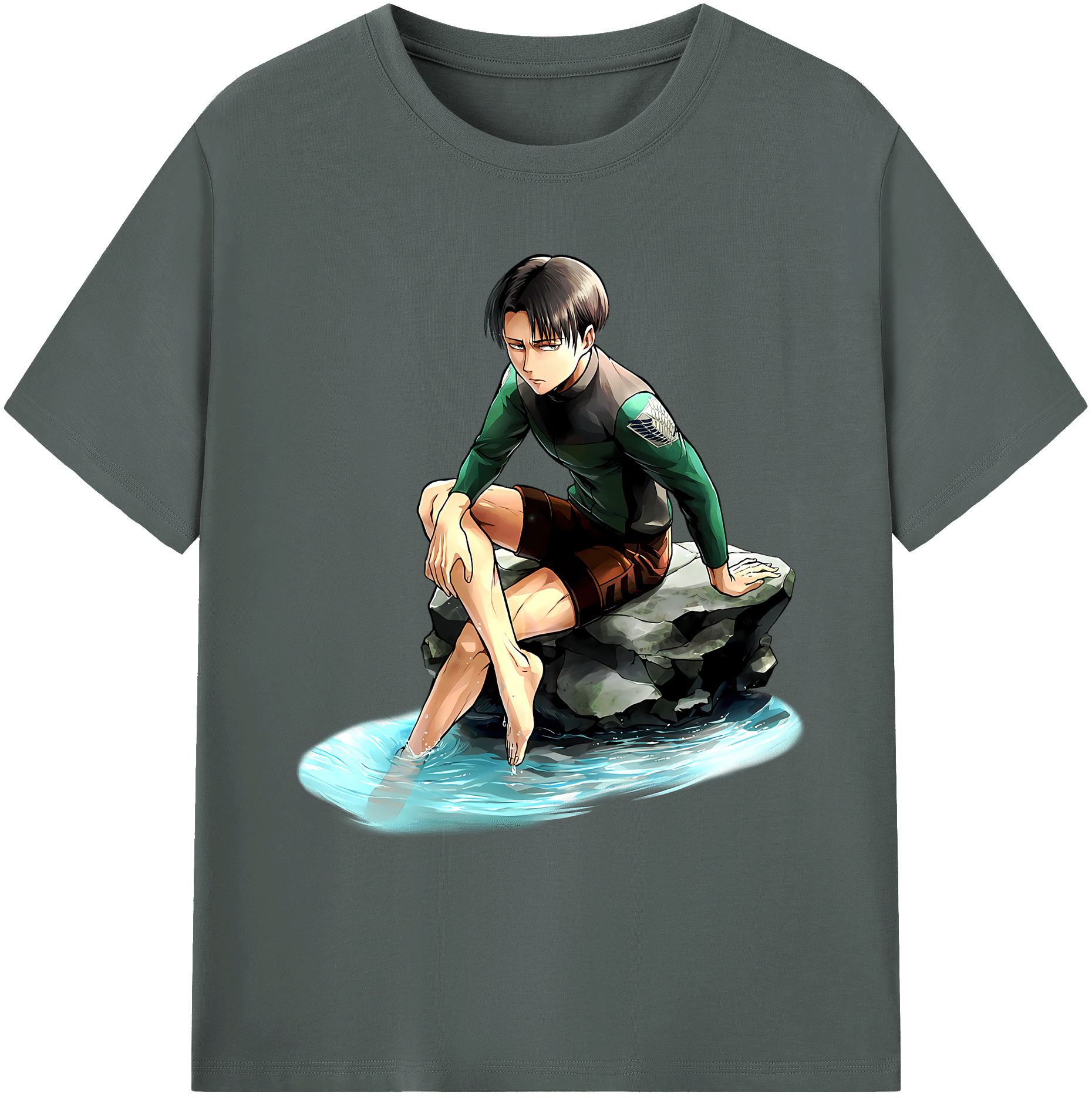 （画像用） 進撃の巨人 リヴァイ·アッカーマン Attack on Titan Levi Ackerman 綿100％ メンズ半袖Tシャツ｜肌触りやわらか＆通気性